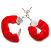 Image de Menottes en métal avec fourrure Furry Handcuffs rouge