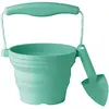 Image de Seau Pliable En Silicone Avec Truelle   Jouet De Jardin Et De Plage Souple Et Coloré Vert Menthe
