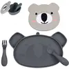 Image de Assiette + Bol Ventousés En Silicone Koala Gris