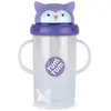 Image de Grande Tasse Anti Fuite + Paille Lestée Chouette -300 Ml Violet