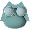 Image de Assiette À Compartiments Ventousée En Silicone Hibou Vert