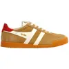 Image de Baskets Basses À Lacets Caramel Blanc Cassé Rouge