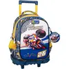 Image de Sac À Dos À Roulettes Moto Pole Position 45 Cm - Trolley Scolaire Bleu / Jaune / Blanc