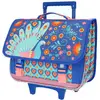 Image de Cartable Trolley Scolaire Fille Motif Paon Avec 2 Compartiments 41 Cm Bleu