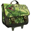 Image de Cartable À Roulettes T-rex Deux Compartiments Toile Renforcée Vert/bois