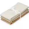 Image de Lot De 3 Langes En Coton Bio Mix Classic Stripes Camel (70 X 70 Cm) Blanc, Camel