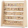 Image de Cadre De Cubes En Bois Abécédaire Beige, Noir