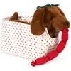 Image de Peluche Chien Saucisse Chorizo Et Son Panier Marron, Rouge, Écru