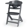 Image de Chaise Haute Évolutive Kinderkraft Enock 2 En 1 Avec Assise Réglable, Repose-pieds Ajustable Et Bois De Hêtre Massif Gris