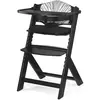Image de Chaise Haute Evolutive Bois Coussin Assise Reglable Noir