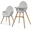 Image de Chaise Haute Évolutive 2en1 Fini 2 , Fauteuil Enfant, Chaise Bébé Enfant, Réglable, Design Universel Gris