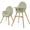 Image de Chaise Haute Évolutive 2en1 Fini 2 , Fauteuil Enfant, Chaise Bébé Enfant, Réglable, Design Universel Vert