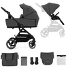 Image de Poussette 3 En 1 Avec Nacelle, Roues Anti-crevaison Et Accessoires Gris