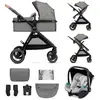 Image de Poussette Kinderkraft Esme 3 En 1 Avec Nacelle Convertible, Siège Auto I-size, Pliage Compact Et Roues Amorties Gris