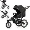 Image de Poussette Tout Terrain Sportive Helsi 2, 3 Grandes Roues, Dès La Naissance Jusqu'à 22 Kg Noir