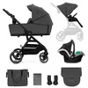 Image de Poussette 3 En 1 Avec Nacelle, Roues Anti-crevaison Et Accessoires Gris Clair