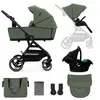 Image de Poussette 3 En 1 Avec Nacelle, Roues Anti-crevaison Et Accessoires Vert