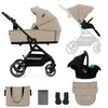 Image de Poussette 3 En 1 Avec Nacelle, Roues Anti-crevaison Et Accessoires Beige