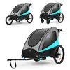 Image de Remorque Vélo Enfant 3 En 1 Convertible Fonctions Poussette Et Jogger Bleu