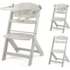 Image de Chaise Haute Bois 3 En 1 Reglable Avec Harnais, Évolutive, Réglable Beige
