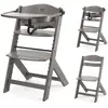 Image de Chaise Haute Bois 3 En 1 Reglable Avec Harnais, Évolutive, Réglable Marron