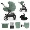 Image de Poussette 3-en-1 Prime 3 Légère Avec Grandes Roues 8/12, Conduite À Une Main, Memory Buttons, Siège Été Avec Panneau Mesh, Pliage Compact, Habillage Pluie, Moustiquaire, Siège-auto Mink Pro 2 Inclus Vert
