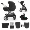 Image de Poussette 3-en-1 Prime 3 Légère Avec Grandes Roues 8/12, Conduite À Une Main, Memory Buttons, Siège Été Avec Panneau Mesh, Pliage Compact, Habillage Pluie, Moustiquaire, Siège-auto Mink Pro 2 Inclus Noir