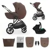 Image de Poussette 3-en-1 Prime 3 Légère Avec Grandes Roues 8/12, Conduite À Une Main, Memory Buttons, Siège Été Avec Panneau Mesh, Pliage Compact, Habillage Pluie, Moustiquaire, Siège-auto Mink Pro 2 Inclus Brun
