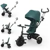 Image de Tricycle Évolutif 6-en-1 Aston 2 Plus Avec Siège Pivotant 360°, Dossier Inclinable Et Poignée Parentale Vert