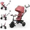 Image de Tricycle Évolutif 6-en-1 Aston 2 Plus Avec Siège Pivotant 360°, Dossier Inclinable Et Poignée Parentale Rose
