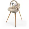 Image de Chaise Haute 3-en-1 Fini Up, Évolutive Transat Et Repas Avec Double Plateau, Harnais 5 Points, Réglable, Insert Nouveau-né, Arche Jouets, Pieds Bois, Facile À Nettoyer Beige