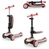Image de Trottinette 2-en-1 Halley 2, Avec Siège Évolutive Pliable, Direction Par Inclinaison, Guidon Réglable, Roues Led, Plateau Antidérapant, Compacte Rose