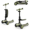 Image de Trottinette 2-en-1 Halley 2, Avec Siège Évolutive Pliable, Direction Par Inclinaison, Guidon Réglable, Roues Led, Plateau Antidérapant, Compacte Vert