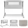 Image de Lit Bébé Nestee Grow 2 3 En 1 Réglable Avec Extension Matelas, Lit Évolutif, Transport Facile Gris Clair Gris Clair
