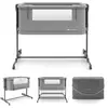 Image de Lit Bébé Nestee Grow 2 3 En 1 Pliable Avec Matelas, Berceau Cododo, Roulettes, Sangles De Fixation Gris Foncé Gris Foncé