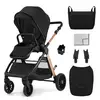 Image de Poussette Kinderkraft Vesto 2 Pliage Avec Assise Installée, Siège Réversible Jusqu'à 22 Kg, Roues 8/11 , Éco-cuir Noir