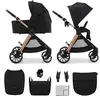 Image de Poussette 2 En 1 Kinderkraft Vesto 2 Memory Buttons, Nacelle Ventilée 3 Zones, Pliage Avec Siège, Éco?cuir, Accessoires Inclus Noir