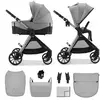 Image de Poussette 2 En 1 Kinderkraft Vesto 2 Memory Buttons, Nacelle Ventilée 3 Zones, Pliage Avec Siège, Éco?cuir, Accessoires Inclus Gris