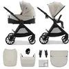 Image de Poussette 2 En 1 Kinderkraft Vesto 2 Memory Buttons, Nacelle Ventilée 3 Zones, Pliage Avec Siège, Éco?cuir, Accessoires Inclus Beige