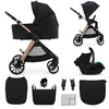 Image de Poussette 3 En 1 Kinderkraft Vesto 2 Système De Voyage, Siège Auto Mink Pro 2, Assise Réversible, Suspension 4 Roues Noir