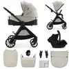 Image de Poussette 3 En 1 Kinderkraft Vesto 2 Système De Voyage, Siège Auto Mink Pro 2, Assise Réversible, Suspension 4 Roues Beige