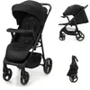Image de Poussette Kinderkraft Trig 3 Tr Avec Plateau Click & Fold, Assise Allongée 91,5 Cm, Roues Pivotantes 360°, Capote Déperlante Noir