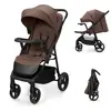 Image de Poussette Kinderkraft Trig 3 Tr Avec Plateau Click & Fold, Assise Allongée 91,5 Cm, Roues Pivotantes 360°, Capote Déperlante Marron