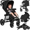 Image de Poussette Tout-terrain Annet Plus Avec Grandes Roues, Amortisseurs Et Accessoires Black Carbon