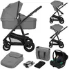 Image de Poussette Trio Lionelo Bianka - Jusqu'à 22kg - Pack Poussette, Nacelle, Siège Auto Et Accessoires Grey Stone
