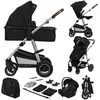 Image de Poussette 3en1 Amber Jusqu'à 22 Kg Avec Nacelle, Siège-auto, Sac Et Accessoires Black Silver