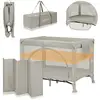 Image de Lit Parapluie Parc Bébé 3en1 Laura 0-36 Mois Avec Matelas Haute Densité Et Roulettes Beige Sand