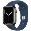 Image de Apple Watch Series 7 (2021) GPS + Cellular 41 mm - Acier inoxydable Graphite - Bracelet sport Bleu en occasion ou reconditionné