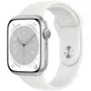 Image de Apple Watch Series 9 (2023) GPS 45 mm - Aluminium Argent - Bracelet sport Blanc en occasion ou reconditionné