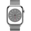 Image de Apple Watch Series 8 (2022) GPS + Cellular 45 mm - Acier inoxydable Argent - Bracelet milanais Gris en occasion ou reconditionné
